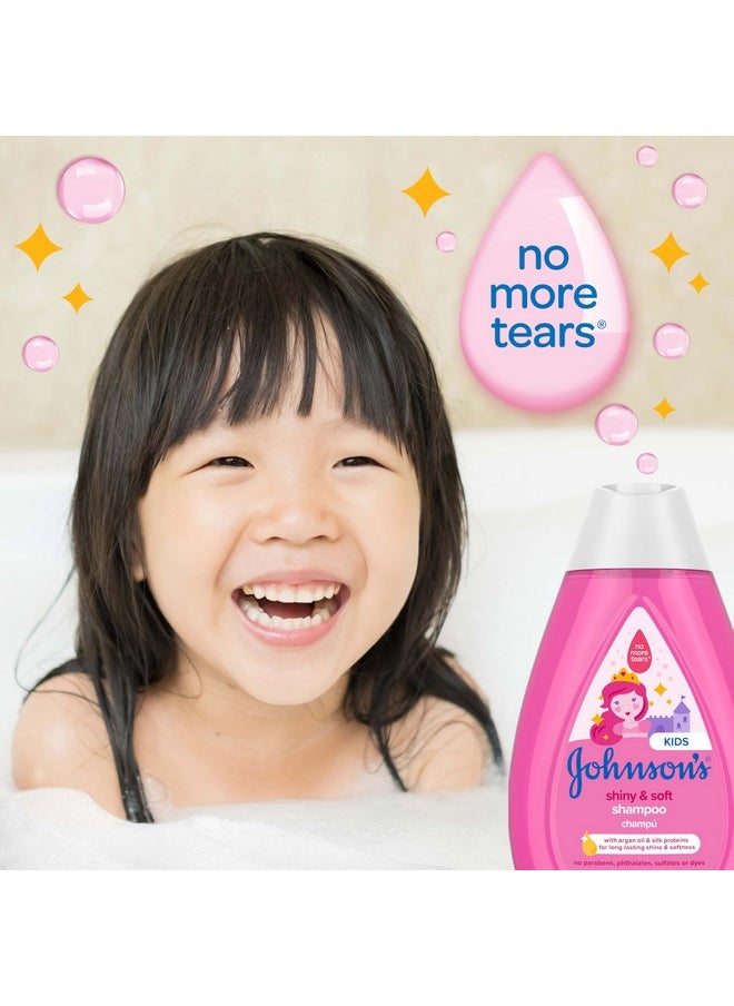 Johnson'S Kids Shiny & Soft Tear-Free Kids' Shampoo With Argan Oil & Silk Proteins, Hair Wash Gently Cleanses & Boosts Natural Shine & Softness, Hypoallergenic, Sulfate-Free, 13.6 Fl. Oz