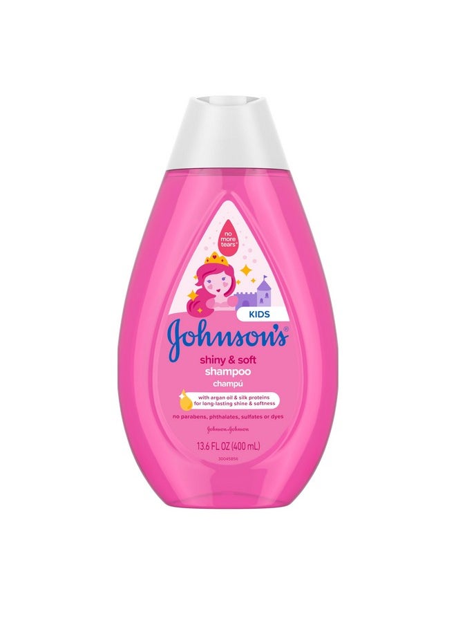 Johnson'S Kids Shiny & Soft Tear-Free Kids' Shampoo With Argan Oil & Silk Proteins, Hair Wash Gently Cleanses & Boosts Natural Shine & Softness, Hypoallergenic, Sulfate-Free, 13.6 Fl. Oz