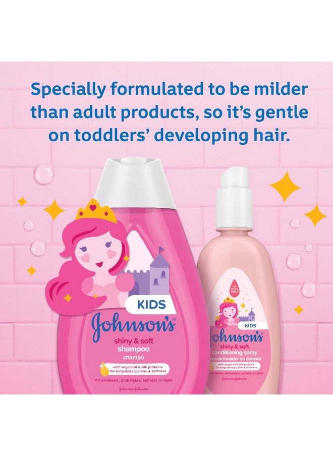 Johnson'S Kids Shiny & Soft Tear-Free Kids' Shampoo With Argan Oil & Silk Proteins, Hair Wash Gently Cleanses & Boosts Natural Shine & Softness, Hypoallergenic, Sulfate-Free, 13.6 Fl. Oz