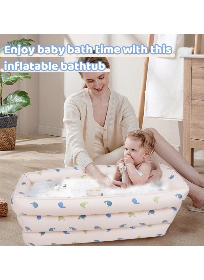 Inflatable Baby Bathtub, Toddler Bath Seat for 6 Months Up Baby,Protable Bath Tub for Newborn with Built-in Air Pump(Whale)