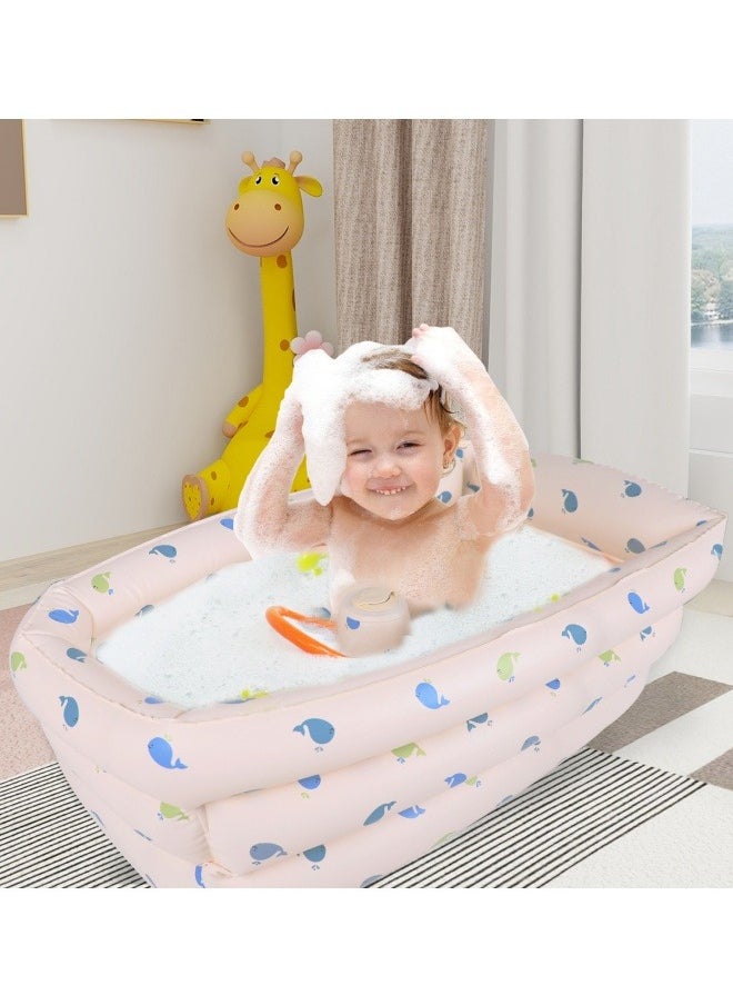 Inflatable Baby Bathtub, Toddler Bath Seat for 6 Months Up Baby,Protable Bath Tub for Newborn with Built-in Air Pump(Whale)