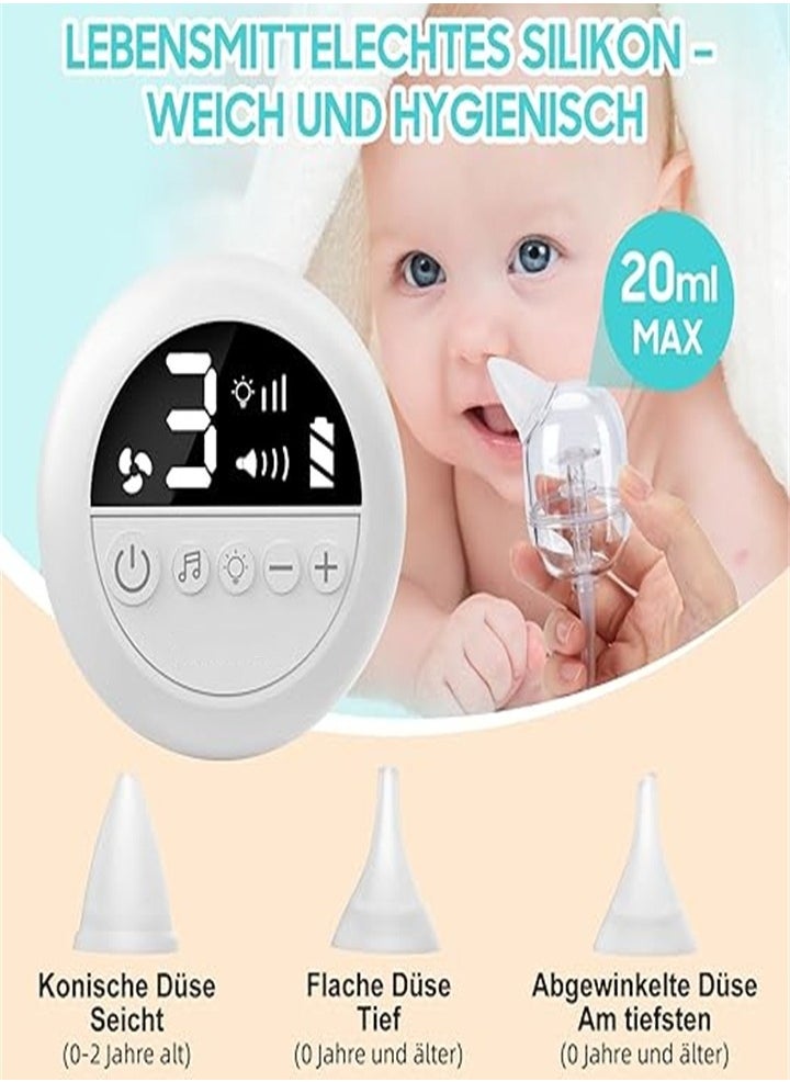 Rechargeable baby nasal cleaner, silicone adjustable suction, electric children's nasal aspirator, healthy, safe, convenient, low noise and music