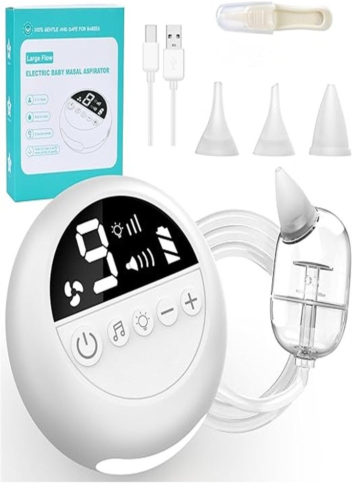 Rechargeable baby nasal cleaner, silicone adjustable suction, electric children's nasal aspirator, healthy, safe, convenient, low noise and music