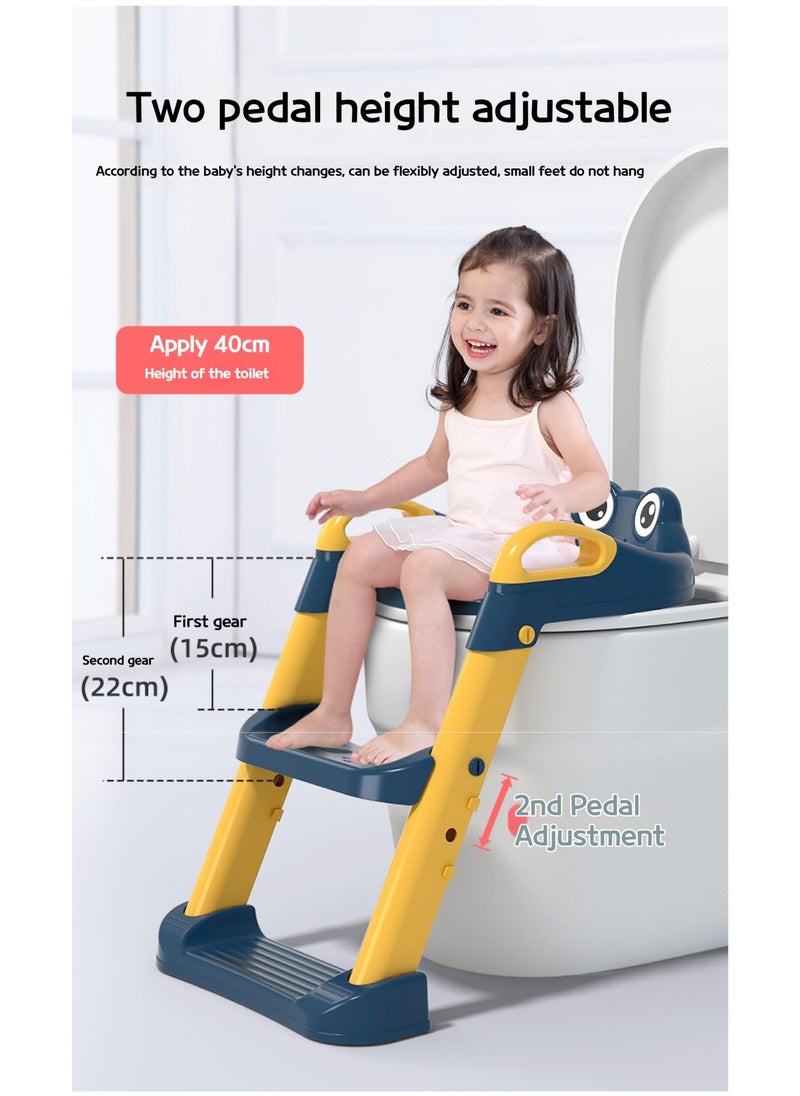 Foldable Toilet Training Seat With Adjustable Step Stool Ladder