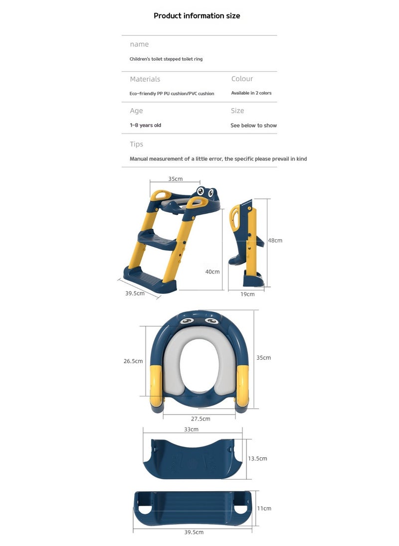 Foldable Toilet Training Seat With Adjustable Step Stool Ladder