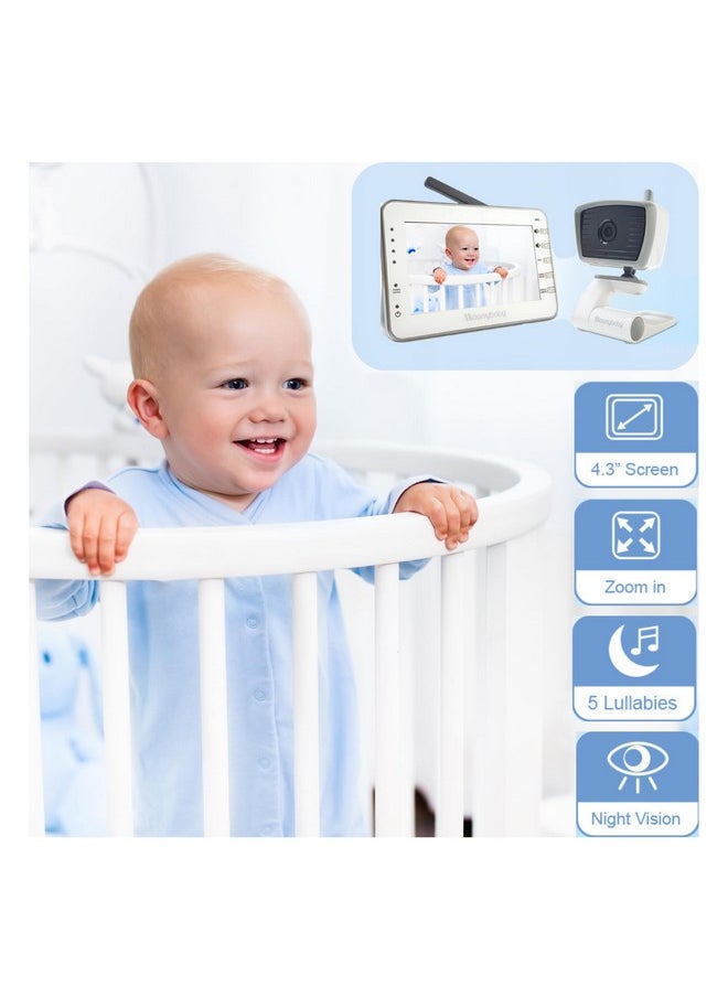 Baby Monitor With Camera And Audio, Long Range No Wifi, Baby Room Temperature Monitoring, Auto Night Vision, 5 Built-In Lullabies, 2-Way Audio