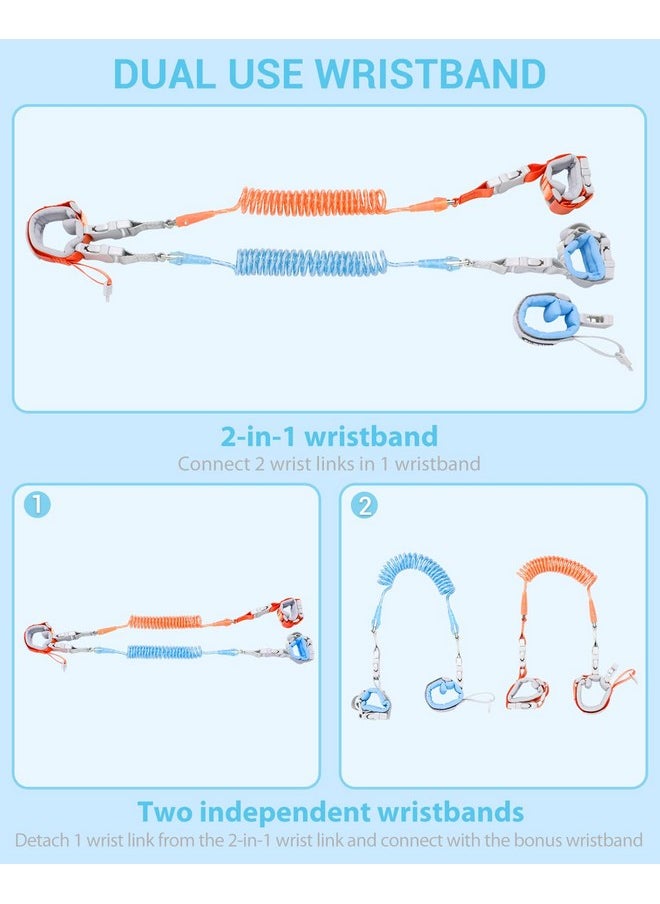 Anti Lost Wrist Link, 2 In 1 Upgrade Toddlers Safety Wristband Leash With Key & Lock, Dual Length 6.56Ft Kids Walking Harness For Supermarket Mall Airport Amusement Park Zoo Travel
