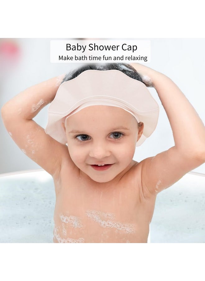 Baby Kids Shower Cap Shower Cap For Kids Shampoo Bath Bathing Hat Silicone Adjustable Washing Hair Shower Bathing Protection Bath Cap For Toddler, Baby, Kids, Children (White)