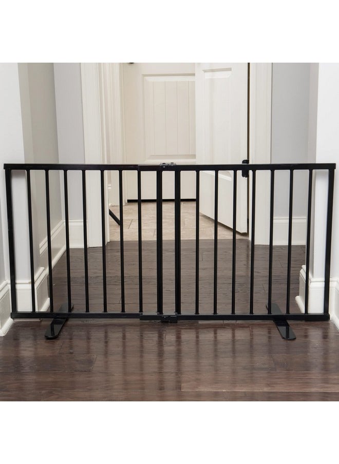 Msog Metal Step Over Pet Gate - Adjustable Short Dog Gate - 20 Inches Tall - 24 Inches To 41 Inches Wide - Black