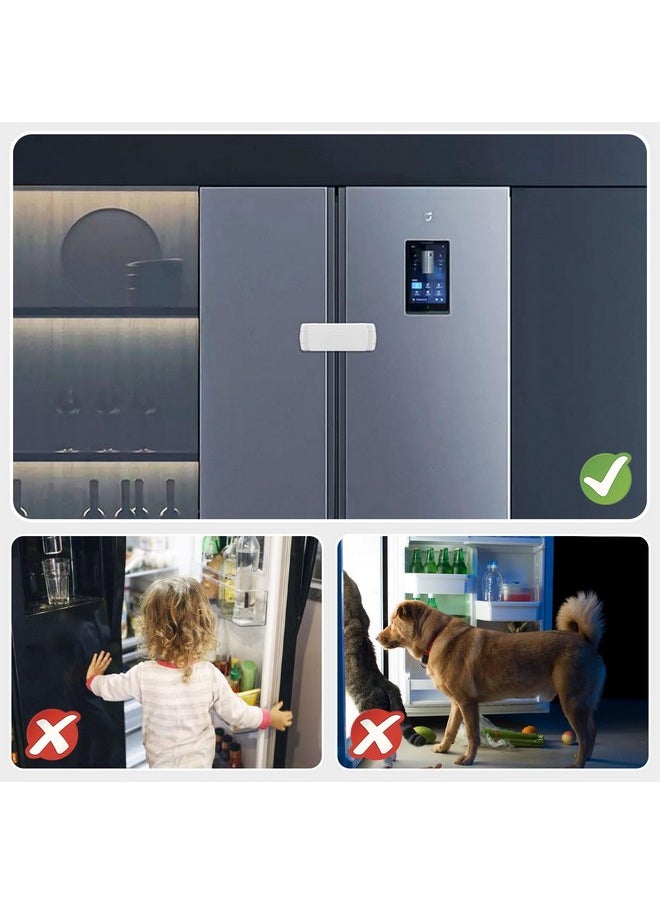 Updated French Door Fridge Lock, Childproof Lock For French Door Refrigerator/Freezer - Secure, Adjustable, Easy Installation - Cabinet Cupboard Safety Latch Lock For Kids & Toddlers (White)