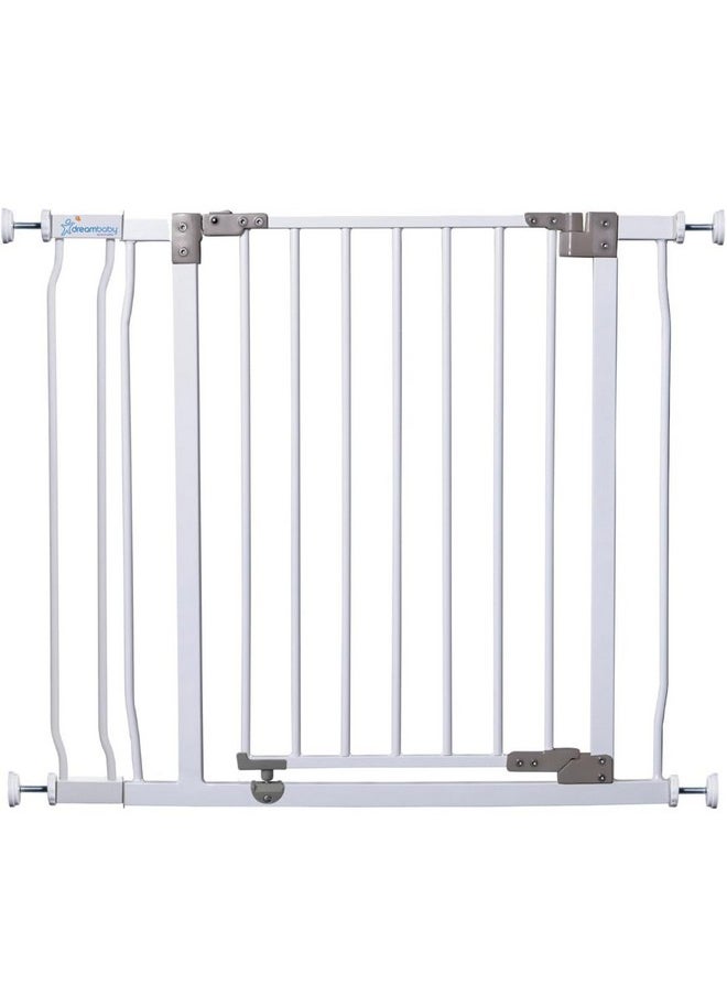 Liberty Walk Thru Baby Safety Gate Set - With 3.5Inch Extension Panel - Fits 29.5-36.5Inch Openings - Pressure Mounted Security Gates - White