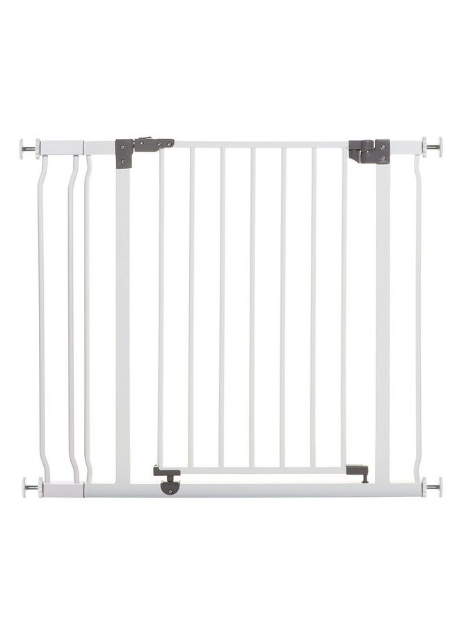 Liberty Walk Thru Baby Safety Gate Set - With 3.5Inch Extension Panel - Fits 29.5-36.5Inch Openings - Pressure Mounted Security Gates - White