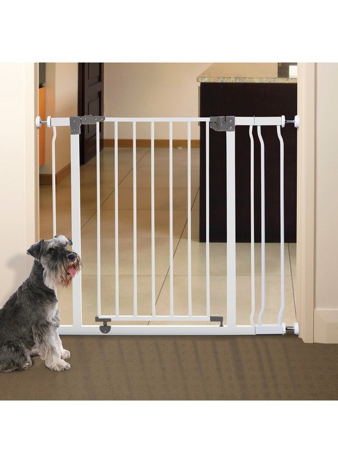 Liberty Walk Thru Baby Safety Gate Set - With 3.5Inch Extension Panel - Fits 29.5-36.5Inch Openings - Pressure Mounted Security Gates - White