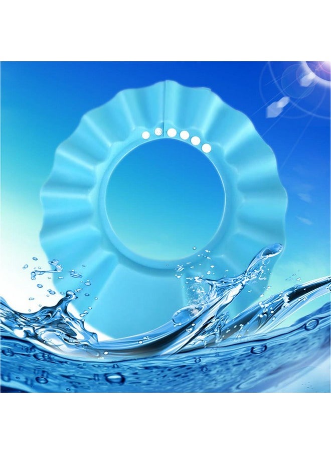 Safe Shampoo Shower Bathing Protection Bath Cap Soft Adjustable Visor Hat For Toddler, Baby, Kids, Children … (Blue)