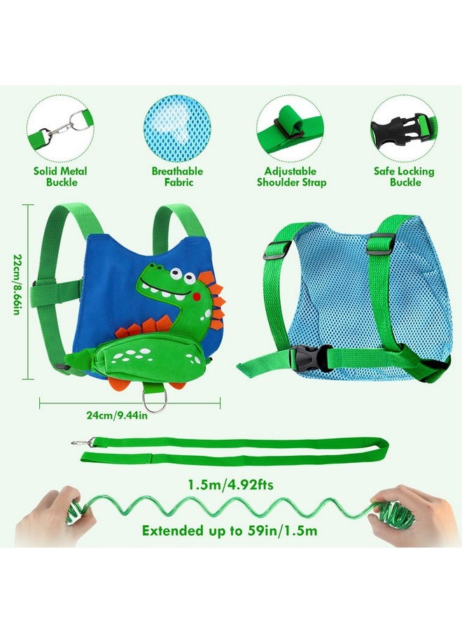 Toddlers Leash For Walking + Key Lock Design Anti Lost Wrist Link, 3 In 1 Baby Leash Kids Wrist Link For Toddlers, Safety Harness Belt Strap Wristband (Dinosaur Boys Leash)