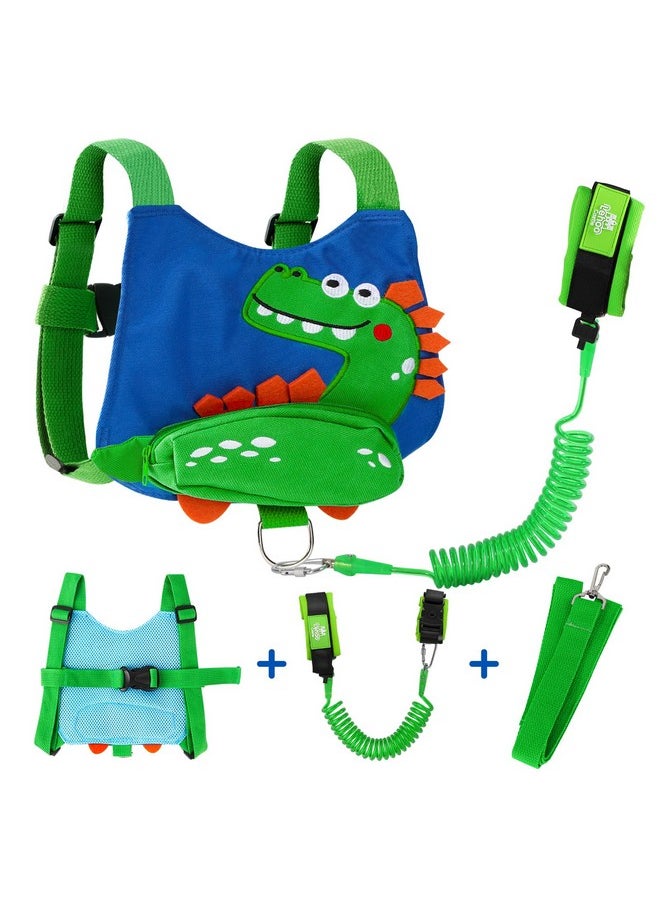 Toddlers Leash For Walking + Key Lock Design Anti Lost Wrist Link, 3 In 1 Baby Leash Kids Wrist Link For Toddlers, Safety Harness Belt Strap Wristband (Dinosaur Boys Leash)
