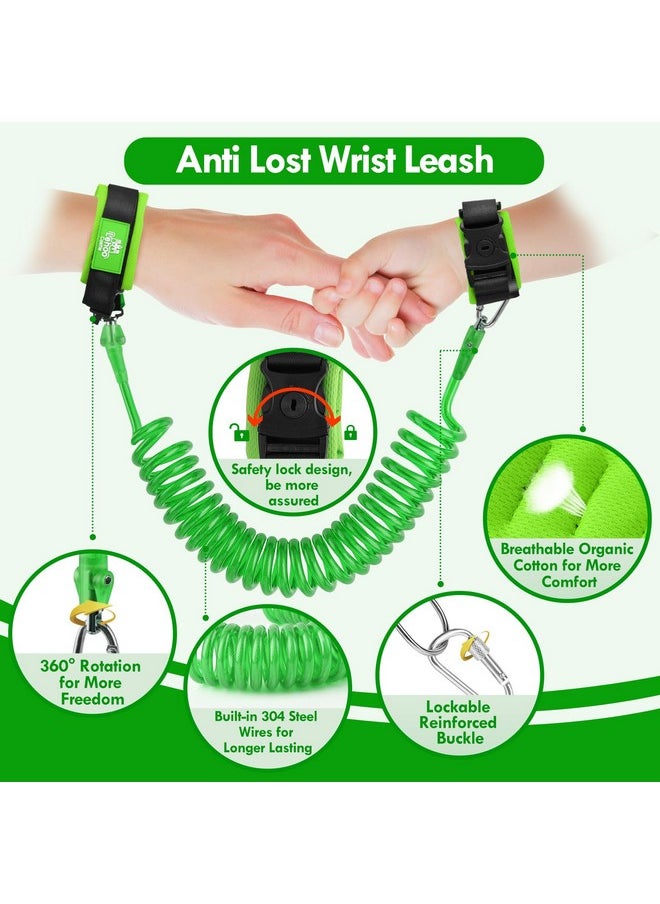 Toddlers Leash For Walking + Key Lock Design Anti Lost Wrist Link, 3 In 1 Baby Leash Kids Wrist Link For Toddlers, Safety Harness Belt Strap Wristband (Dinosaur Boys Leash)