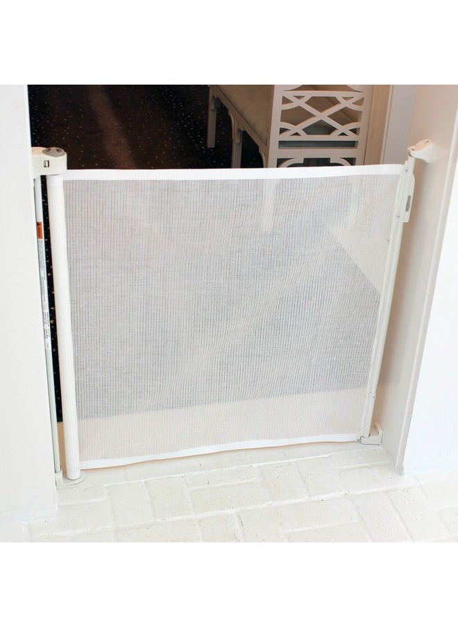 Retg Retractable Baby Gate - Mesh Retractable Dog Gate - Extends Up To 55 Inches Wide - 36 Inches Tall - White