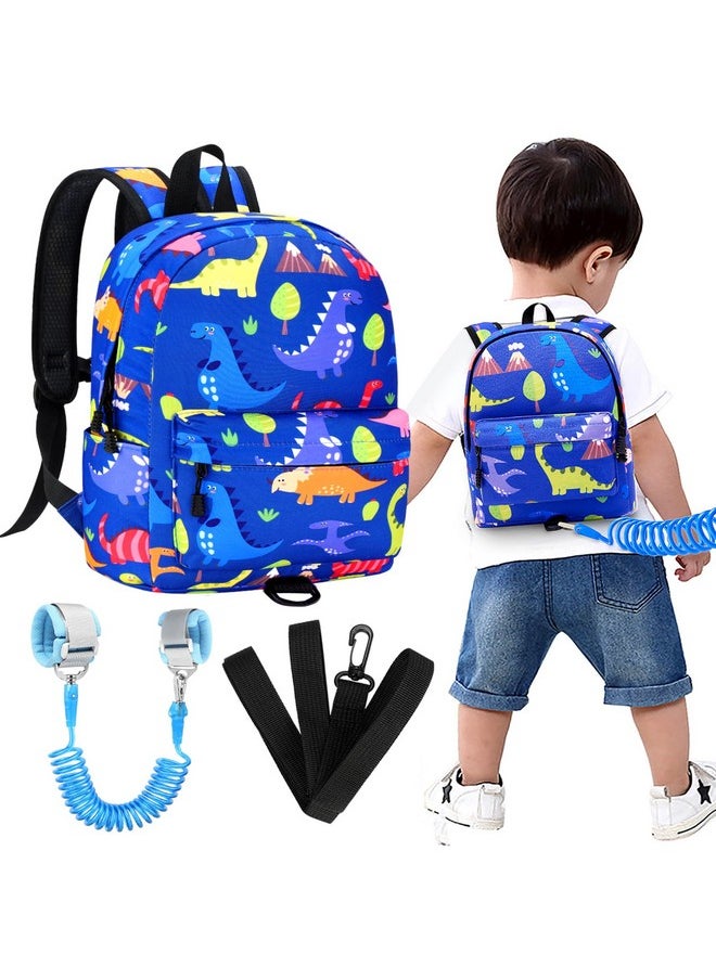 Toddler Harness Backpack Leash, Baby Dinosaur Backpacks With Anti Lost Wrist Link, Cute Mini Child Harnesses Leashes For Walking, Keep Kids Close Back Pack Rope Tether Rein For Boys Girls(Blue)