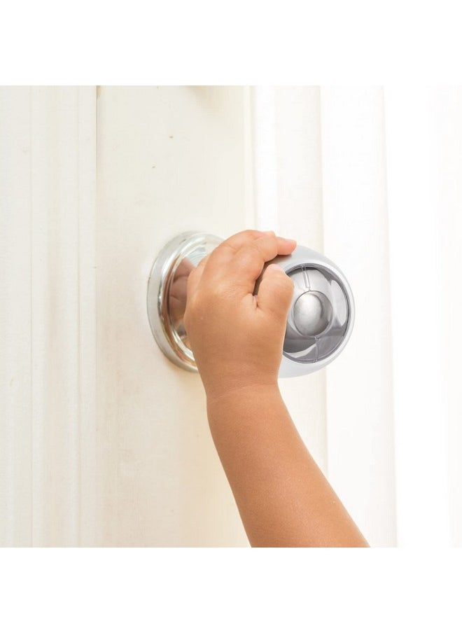 Improved Door Knob Covers Child Proof Door Handle Covers Child Safety, Baby Proof Door Knob Locks For Kids, 4 Pack (Clear-White)
