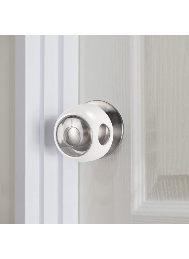 Improved Door Knob Covers Child Proof Door Handle Covers Child Safety, Baby Proof Door Knob Locks For Kids, 4 Pack (Clear-White)