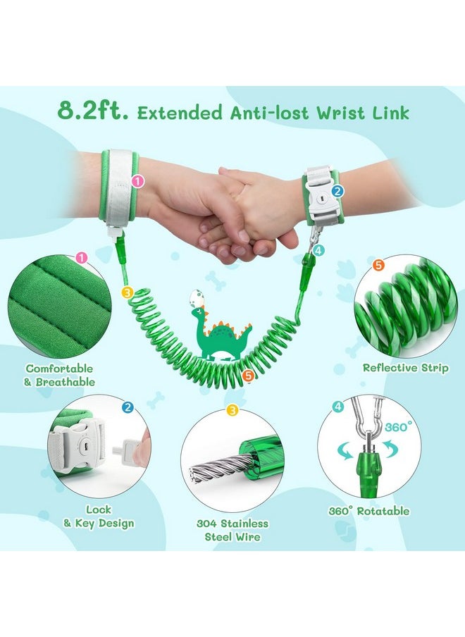 3 In 1 Toddler Harness Leash + 8.2Ft Anti Lost Wrist Link, Cute Dinosaur Kids Safety Harness Tether With Key Lock, Child Protective Leashes While Walking For Outdoor Activity Keep Kids Close