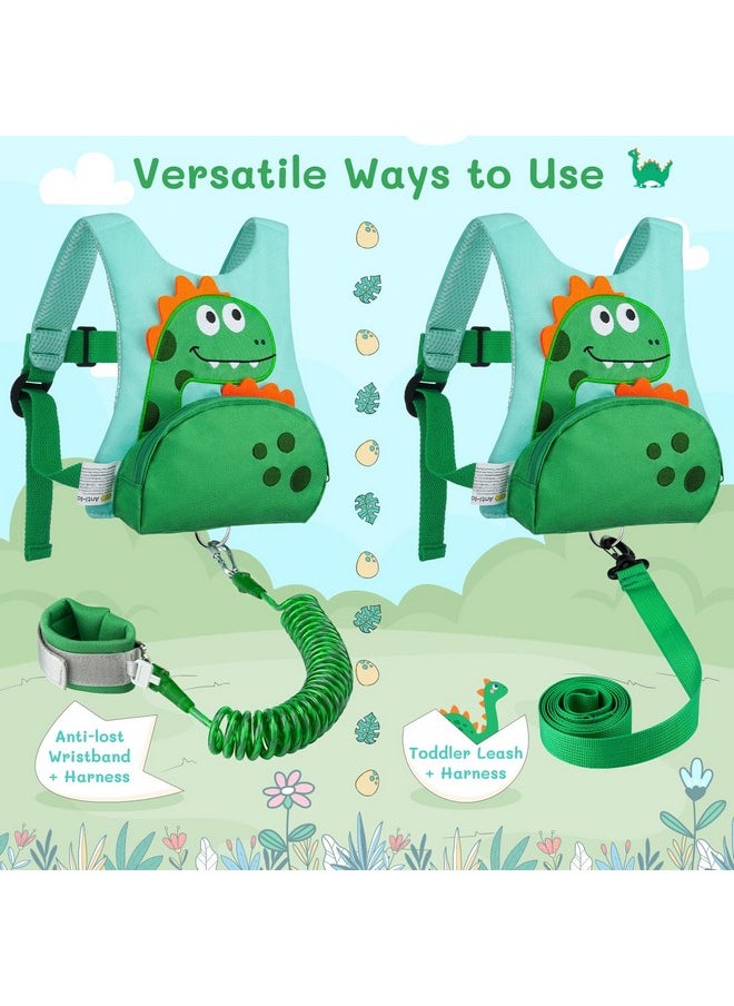 3 In 1 Toddler Harness Leash + 8.2Ft Anti Lost Wrist Link, Cute Dinosaur Kids Safety Harness Tether With Key Lock, Child Protective Leashes While Walking For Outdoor Activity Keep Kids Close
