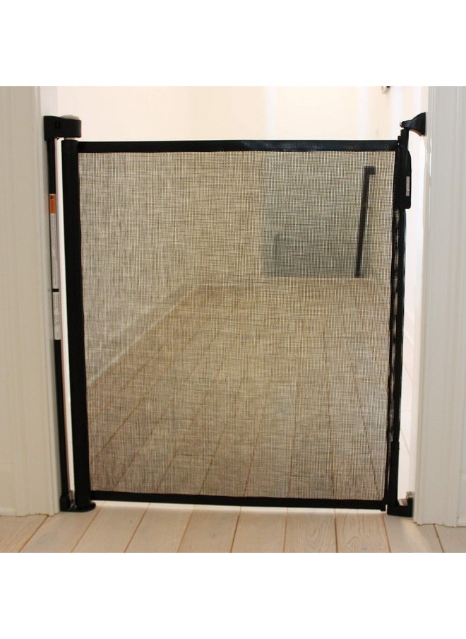 Retg Retractable Baby Gate - Mesh Retractable Dog Gate - Extends Up To 55 Inches Wide - 36 Inches Tall - Black