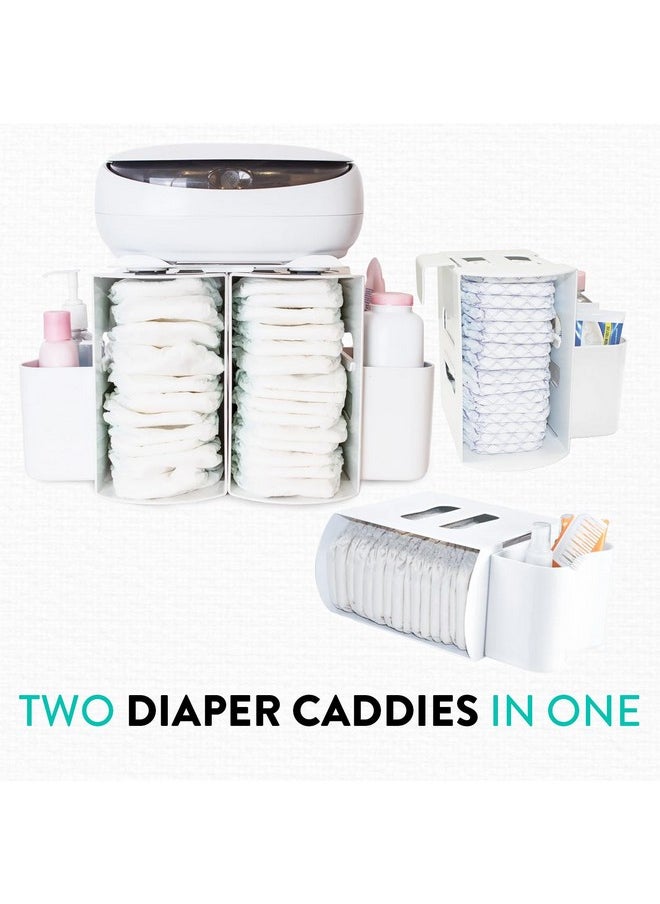 2-In-1 Diaper Caddy - Modular Diaper Depot Organizer For Holding All Nursery Essentials - Versatile Storage For Diapers, Creams, Wipes, And More