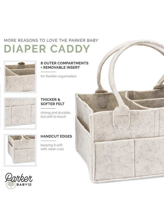 Parker Baby Diaper Caddy - Nursery Storage Bin And Car Organizer For Diapers And Baby Wipes - White, Large