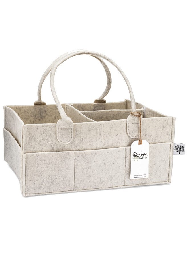 Parker Baby Diaper Caddy - Nursery Storage Bin And Car Organizer For Diapers And Baby Wipes - White, Large