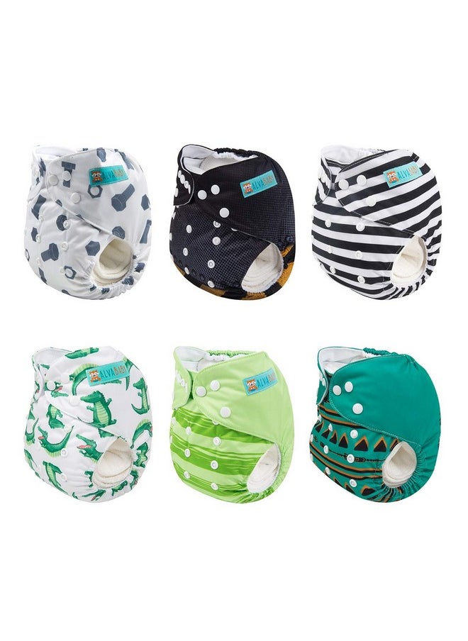 Baby 6 Pack With 12 Inserts Baby Diaper Pocket Cloth Diapers Reusable Washable Adjustable For Baby Boys And Girls 6Dm35