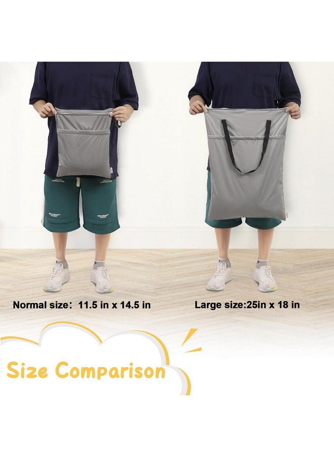 2 Pack Large Wet Dry Bag Waterproof Hanging Cloth Diaper With Double Zippered Pockets 25X18 Inches (Feather & Stripe)
