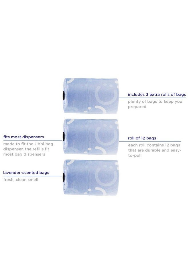 On The Go Waste Disposal Bags Refills Value Pack, Lavender Scented, 12 Roll Refills, Baby On The Go Essentials