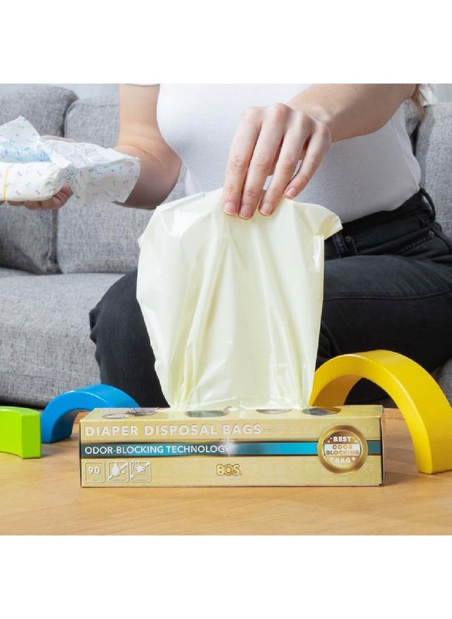 Odor-Sealing Dirty Diaper Trash Bags - Disposable Bags - Scent & Smell Free (Color: Cream Yellow) (Pack Of 1)