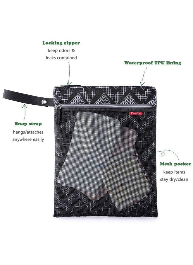 Wet Dry Bag, Reusable Baby Diaper Bag Accessory With Two Compartments For Cloth Diapers, Toys, Swimsuits, Dirty Gym Clothes, Toiletries, Large Capacity, Waterproof And Stylish, Black