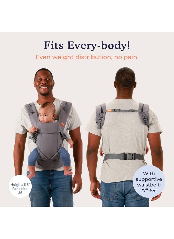 Gemini Newborn To Toddler-Front, Back And Hip Seat Carrier,Baby Carrier Backpack & Baby Front Carrier With Adjustable Seat,Ergonomic Baby Holder 7-35Lbs (Grey)