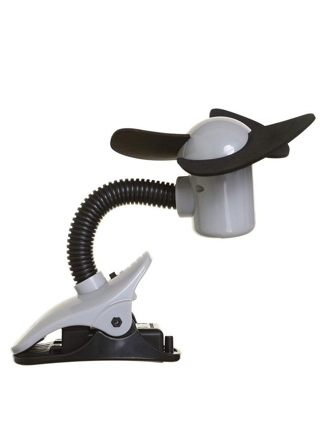 Deluxe Ezy-Fit Clip On Fan With Soft Fins - Perfect For Strollers, Cribs, Wheelchairs, Beach, Pool, Much More!, Black/Grey-1 Count (Pack Of 1)