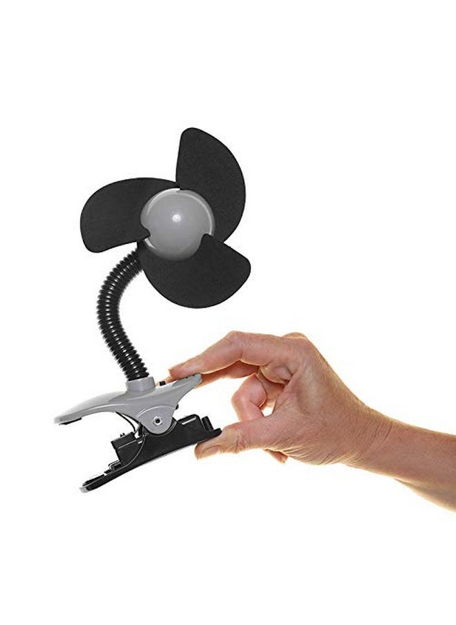 Deluxe Ezy-Fit Clip On Fan With Soft Fins - Perfect For Strollers, Cribs, Wheelchairs, Beach, Pool, Much More!, Black/Grey-1 Count (Pack Of 1)