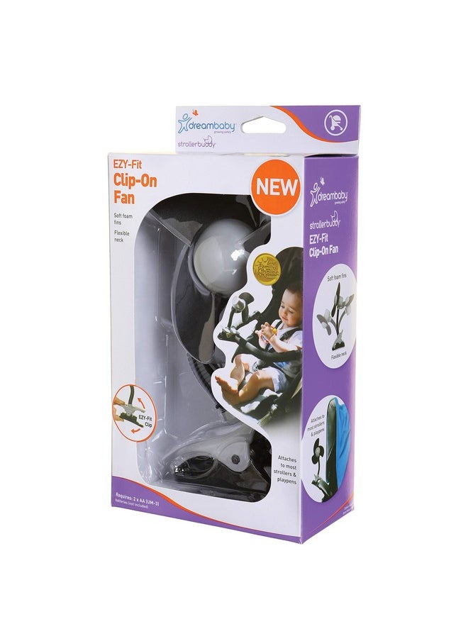 Deluxe Ezy-Fit Clip On Fan With Soft Fins - Perfect For Strollers, Cribs, Wheelchairs, Beach, Pool, Much More!, Black/Grey-1 Count (Pack Of 1)