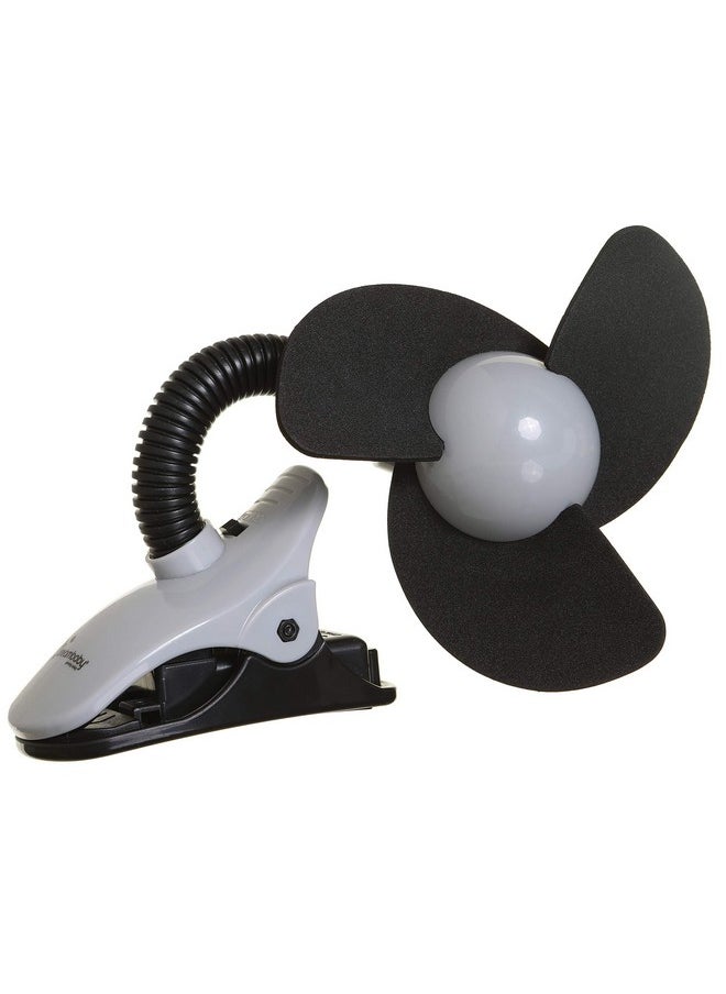 Deluxe Ezy-Fit Clip On Fan With Soft Fins - Perfect For Strollers, Cribs, Wheelchairs, Beach, Pool, Much More!, Black/Grey-1 Count (Pack Of 1)