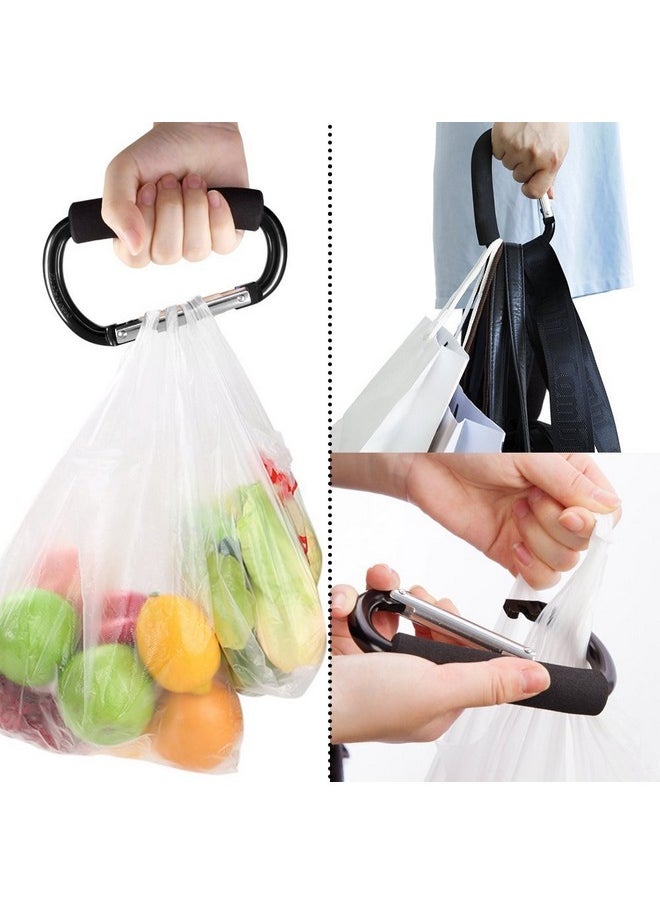 Large Stroller Hooks For Mommy, 2 Pcs Carabiner Stroller Hook Organizer For Hanging Purses, Diaper Bag, Shopping Bags. Clip Fits Single/Twin Travel Systems, Car Seats (Blue+Green)