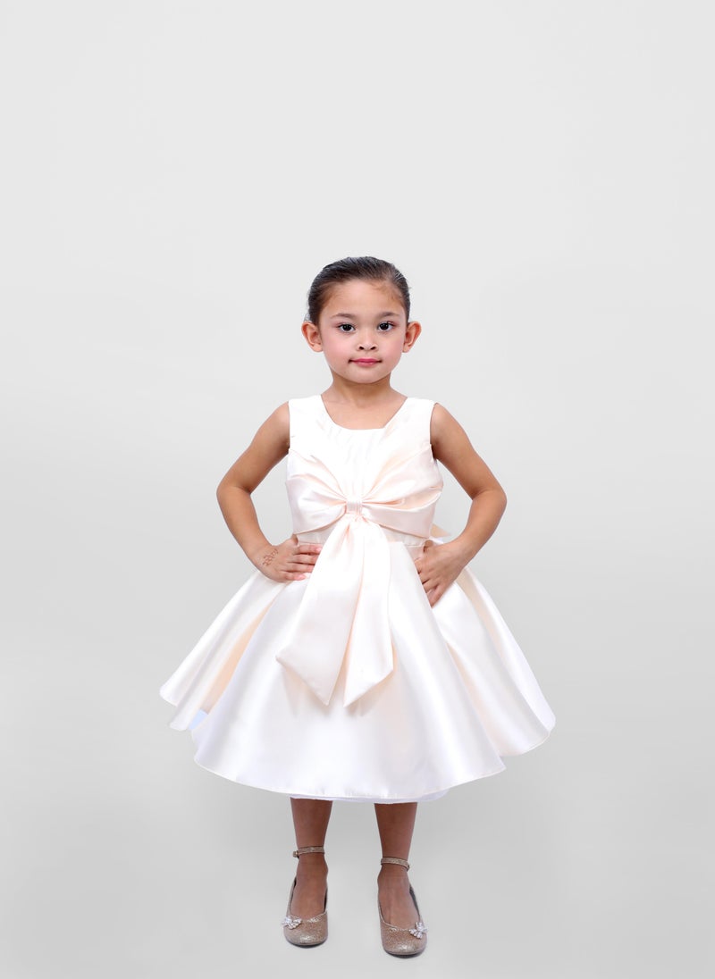 D' Daniela - Fluffy Party Dress with the Bowl in front for Girls Cream Colour