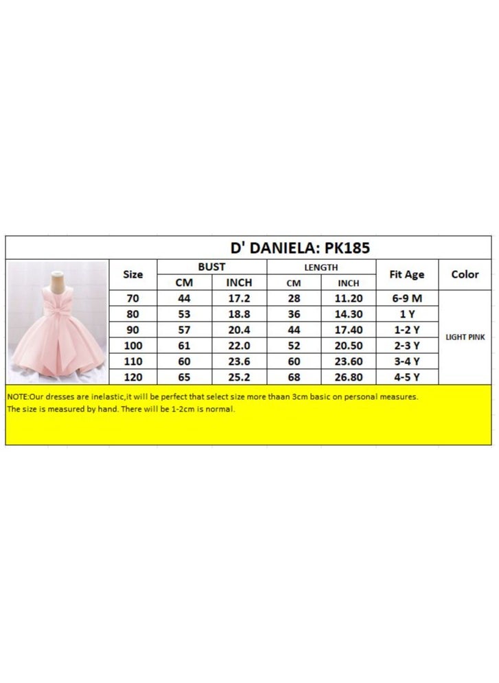 D' Daniela - Fluffy Party Dress with the Bowl in front for Girls Light Pink Colour