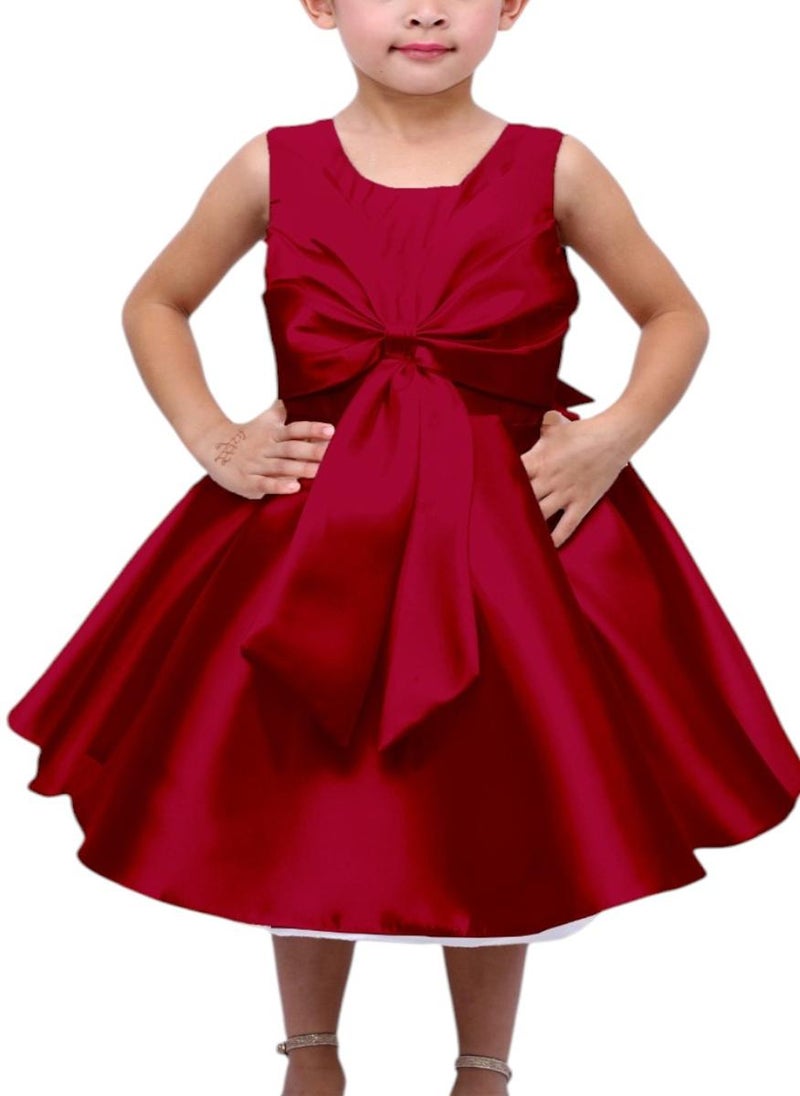 D' Daniela - Fluffy Party Dress with the Bowl in front for Girls - Burgundy