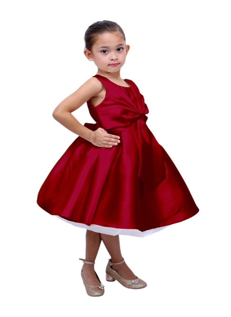 D' Daniela - Fluffy Party Dress with the Bowl in front for Girls - Burgundy