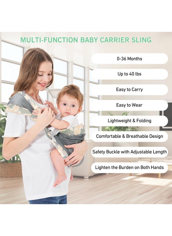 Adjustable One Shoulder Baby Carrier For Infant, Lightweight Breathable Mesh Baby Hip Carrier Portable Baby Carrier Sling For Newborn To Toddler Girl And Boy 6-40 Lbs (Green)