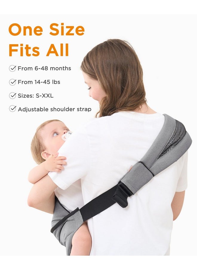 Toddler Sling Carrier With Non-Slip Hip Seat Baby Carrier Side Big Kid Holder Chest Carrying Baby Wrap For 6-48 Months Infants & Toddlers (14-45 Lbs) - Grey