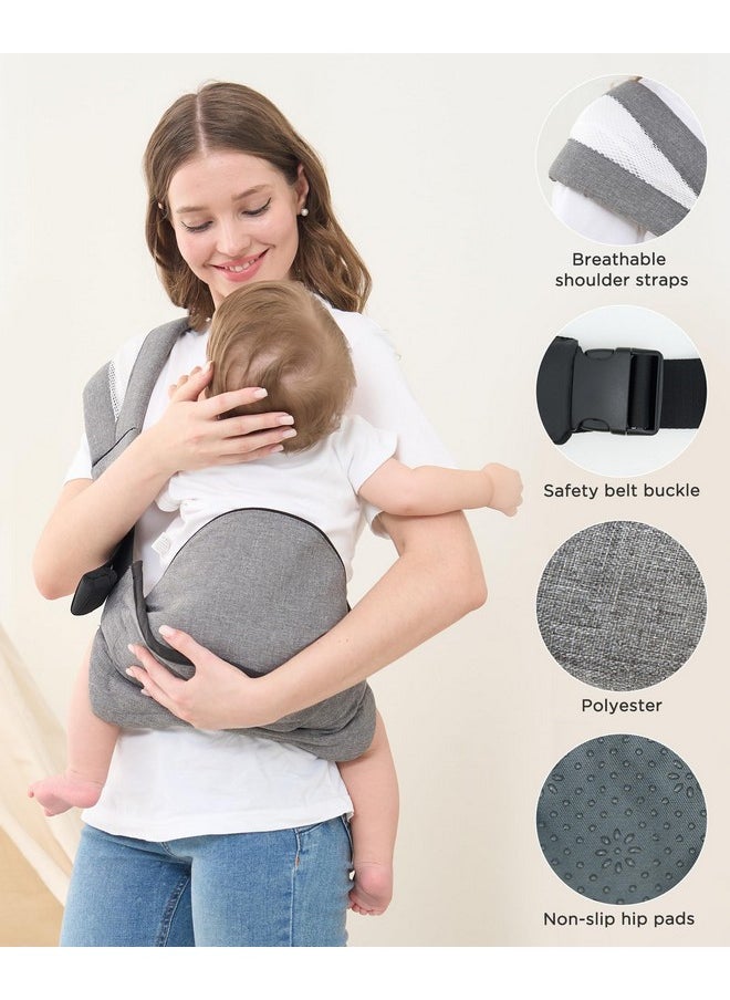 Toddler Sling Carrier With Non-Slip Hip Seat Baby Carrier Side Big Kid Holder Chest Carrying Baby Wrap For 6-48 Months Infants & Toddlers (14-45 Lbs) - Grey