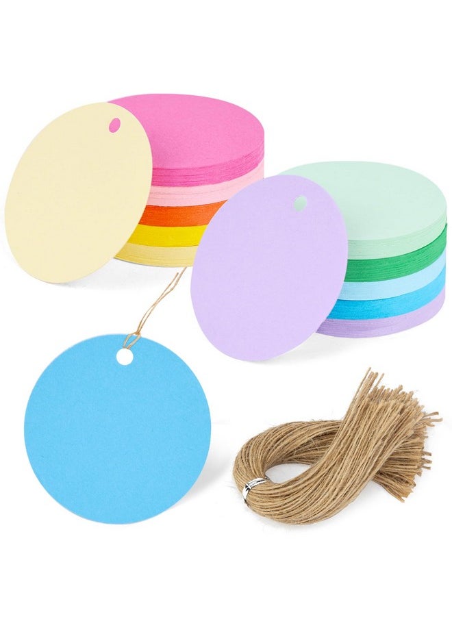 200Pcs Round Gift Tags, Colorful Gift Tags With String 2 Inch Hang Tags Clothing Tags For Gifts Wrapping Craft Project Wedding Favors